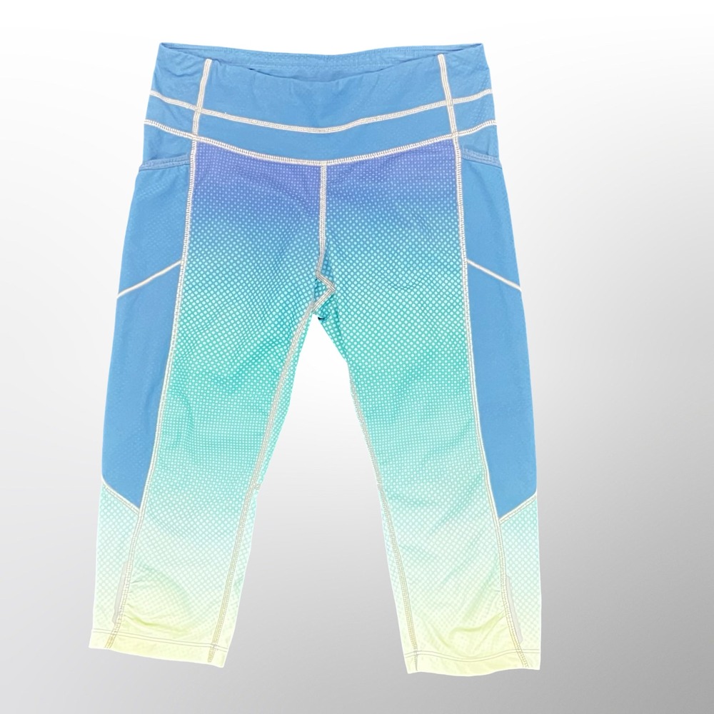Athleta Dobby Free Knicker Leggings Blue Ombre Capri XS